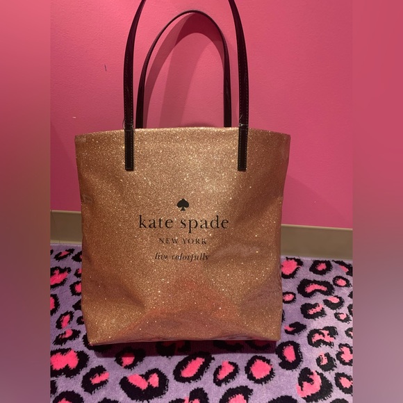 kate spade Handbags - Kate Spade New York Holiday Drive Bon Shopper Tote Pink Glitter Shoulder…